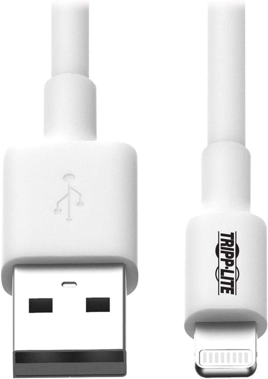Tripp Lite USB-A to Lightning Charging &amp; Data Cable, MFi Certified for Apple iPhone, iPad &amp; iPod - White, 3 Feet / 1 Meter, 2-Year Warranty (M100-003-WH) White 3 ft.