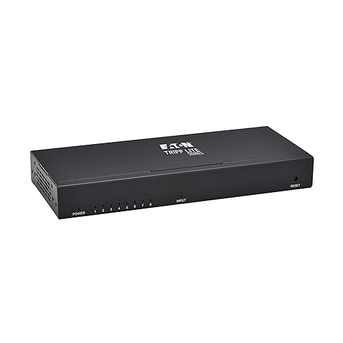 Tripp Lite Series 8-Port HDMI Splitter, 4K@60Hz, 1 in 8 Out, Mirror/Duplicate Only, Multi-Resolution Support, Mounting Kit, International Power Adapter, Plug-and-Play (B118-008-4K)