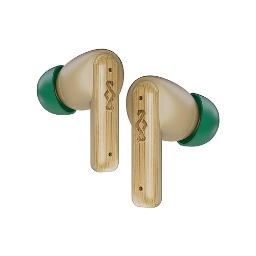 House of Marley Little Bird True Wireless Earbuds, Touch Controls, Built-in Mic, 24 Hours Playtime with Case, USB-C Quick Charge, Sustainable Materials, Movie and Gaming Mode, Cream