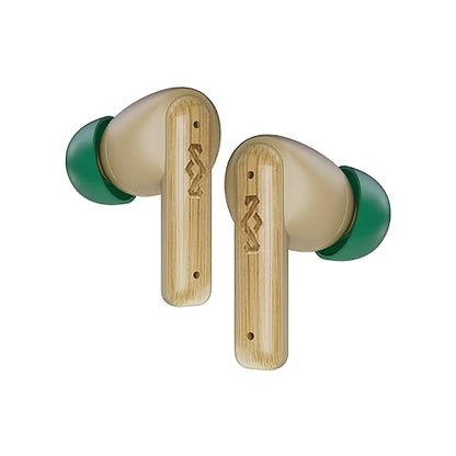 House of Marley Little Bird True Wireless Earbuds, Touch Controls, Built-in Mic, 24 Hours Playtime with Case, USB-C Quick Charge, Sustainable Materials, Movie and Gaming Mode, Cream