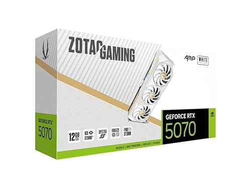 ZOTAC Gaming GeForce RTX 5070 AMP White Edition DLSS 4 12GB GDDR7 192-bit 28 Gbps PCIE 5.0 Gaming Graphics Card, IceStorm 2.0 Cooling, Spectra RGB Lighting, ZT-B50700FQ-10P