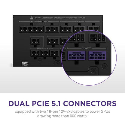 NZXT C1500 Platinum ATX 3.1 | Fully Modular Low-Noise PC Gaming Power Supply | 1500 Watts | 80 Plus Platinum| Dual 12V-2x6 Connectors | Zero Fan Mode | 100% Japanese Capacitors | Black C Series ATX 3.1 Black 1500W Platinum