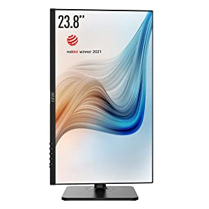 MSI Modern MD241P, 24", 1920 x 1080 (FHD), IPS, 75Hz, TUV Certified Eyesight Protection, 5ms, HDMI, USB C, Tilt, Swivel, Height Adjustable, Pivot