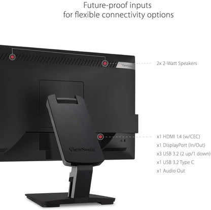 ViewSonic TD2455 24 Inch 1080p IPS 10-Point Multi Touch Screen Monitor with Advanced Dual-Hinge Ergonomics USB C HDMI and DisplayPort Out, Black 24-Inch