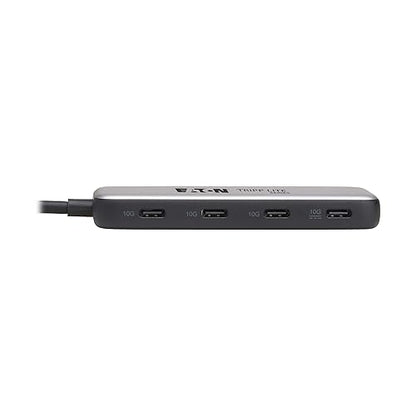 Tripp Lite Series 4-Port USB-C Hub, USB 3.2 Gen 2, 10 Gbps Data Transfer, 100W PD USB-C Charging Hub, Thunderbolt 3 Compatible, Plug-and-Play, Travel-Sized (U460-004-4C-G2C)