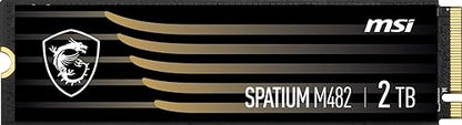 MSI Gaming SPATIUM M482 PCIe 4.0 NVMe M.2 2TB Internal SSD (PCIe Gen4, NVMe 1.4, M.2 2280, Read 7300 MB/S, Write 6400 MB/S, 2TB)