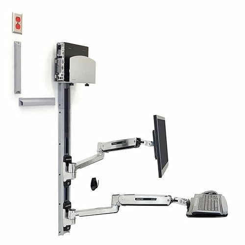 Ergotron LX Sit-Stand Wall Mount System with Medium CPU Holder - 45-358-026