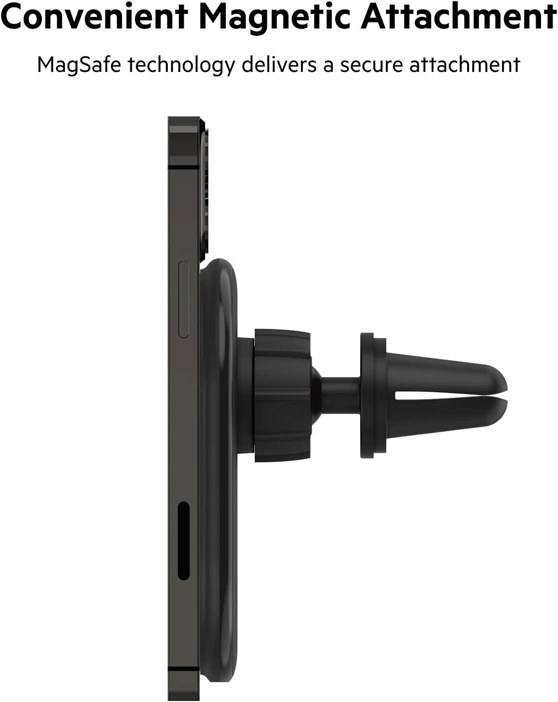 Belkin Magnetic Wireless Car Charger - MagSafe Compatible Car Mount Wireless Charger - Air Vent Mount With Included Power Supply for iPhone 14, iPhone 13 &amp; iPhone 12 - Car Magnetic Phone Mount Charger Charging Mount