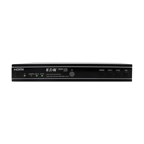 Tripp Lite 4K HDMI Video Wall Controller, TV Wall Display Processor, 1 HDMI or USB-C Input, 4 HDMI Outputs, 1x2, 1x3, 1x4, 2x2 and More, 4K@60Hz, No Software Needed (B119-1X4-4K6-VW)