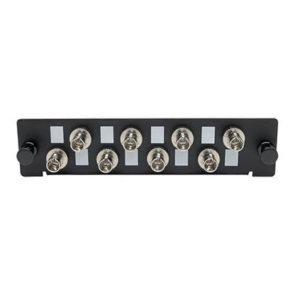 Tripp Lite Toolless Pass-Through Fiber Adapter Patch Panel, High-Density, MMF/SMF 8 ST Simplex Connectors, Black (N492-08S-ST)