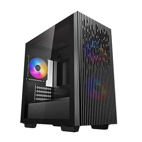 DeepCool MATREXX 40 3FS Micro ATX/Mini ITX Tower Case with Full-Size Tempered Glass Side Panel, High Airflow Cooling, Three Included Fans, and Removable Drive Cage