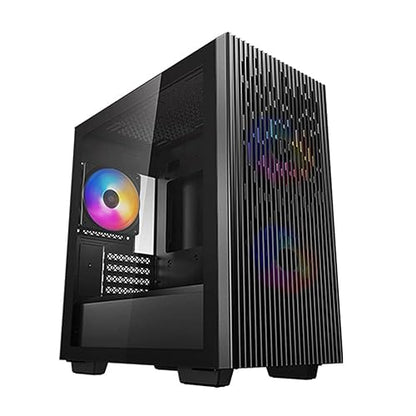 DeepCool MATREXX 40 3FS Micro ATX/Mini ITX Tower Case with Full-Size Tempered Glass Side Panel, High Airflow Cooling, Three Included Fans, and Removable Drive Cage