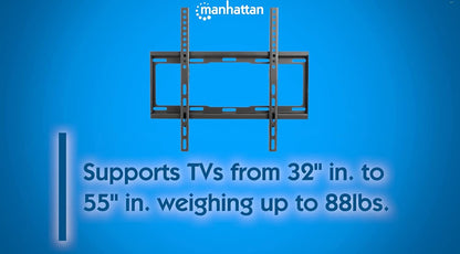 MANHATTAN Tilt TV Wall Mount - 32 to 55 inch up to 88 lbs - Up to 400x400 VESA - Heavy Duty – Low Profile - for LCD LED TV Flat Screen - Lifetime Mfg Warranty – 460934