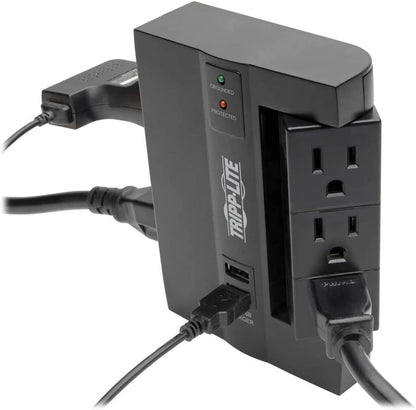 TRIPP LITE 6 Outlet Surge Protector Power Strip, 3 Rotatable Outlets, Wall Tap/Direct Plug in, 1080 Joules, 2 USB Charging Ports, Limited Warranty &amp; $20, 000 Insurance (SWIVEL6USB)