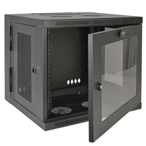 Tripp Lite 10U Wall Mount Rack Enclosure Server Cabinet with Acrylic Glass Window, Hinged, 20.5 Deep, Switch-Depth, Black