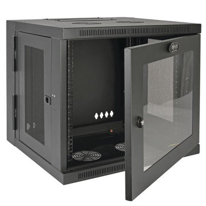 Tripp Lite 10U Wall Mount Rack Enclosure Server Cabinet with Acrylic Glass Window, Hinged, 20.5 Deep, Switch-Depth, Black