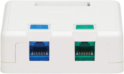 Tripp Lite Keystone Jack Surface Mount Box, 2 Port RJ45 Mount Box, White (N082-002-WH) 2 Ports