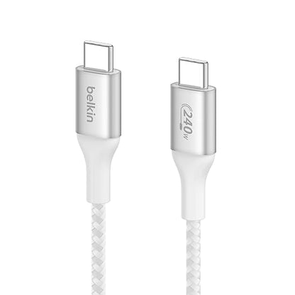 Belkin BoostCharge USB-C to USB-C Power Cable (2M, 6.6ft), Fast Charging Cable with 240W Power Delivery, USB-IF Certified, Compatible with MacBook Pro, Chromebook, Samsung Galaxy, iPad, & More - White 2M White