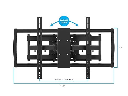 Monoprice Stable Series Full-Motion Articulating TV Wall Mount Bracket for TVs 60in to 100in Max Weight 176 lbs Extends from 2.8in to 24.6in VESA Up to 600x900 Concrete & Brick UL Certified Xlg - 23"- 100" Mount Bracket