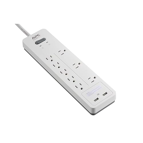 APC 8-Outlet Surge Protector Power Strip with USB Charging Ports, 2160 Joules, SurgeArrest Home/Office (PH8U2W) 8 Outlet OL + USB Charging White