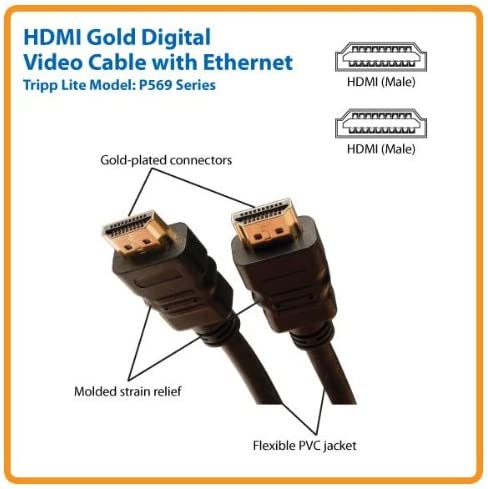 Tripp Lite High Speed HDMI Cable with Ethernet, Ultra HD 4K x 2K, Digital Video with Audio (M/M), 6-ft. (P569-006),Black 6 ft.