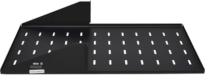 Tripp Lite 2U Center-Mounted Server Rack Enclosure Shelf, Vented Airflow Design, Mount Hardware Included, 21.5 inch Depth, 100 lbs / 45 kg Capacity, 5-Year Warranty (SRSHELF2PCENTER) 21.5" 2U Center-Mounted
