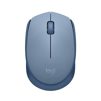 Logitech M170 Wireless Mouse for PC, Mac, Laptop, 2.4 GHz with USB Mini Receiver, Optical Tracking, 12-Months Battery Life, Ambidextrous - Blue Grey