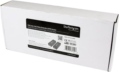 StarTech.com VGA Over CAT5 Extender – 250 ft (80m) – 1 Local and 1 Remote Unit - VGA Video Over Ethernet Extender Kit (ST121UTPEP) Black No Audio Support Single power adapter