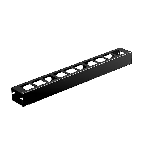 IOGEAR 1U 19" Horizontal Cable Management Duct – Finger Duct with Removable Cover, Metal Construction (GROHD1U)