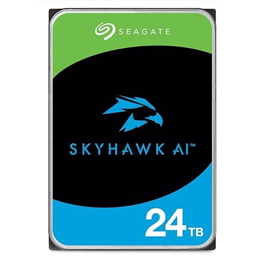 Seagate Skyhawk AI 24TB Video Internal Hard Drive HDD – 3.5 Inch SATA 6Gb/s 512MB Cache for DVR NVR Security Camera System with in-House Rescue Services (ST24000VE002) 24TB Surveillance AI