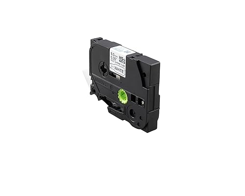 Brother HSe221E 9.0mm (0.35in) Black on White 3:1 Heat Shrink Tube