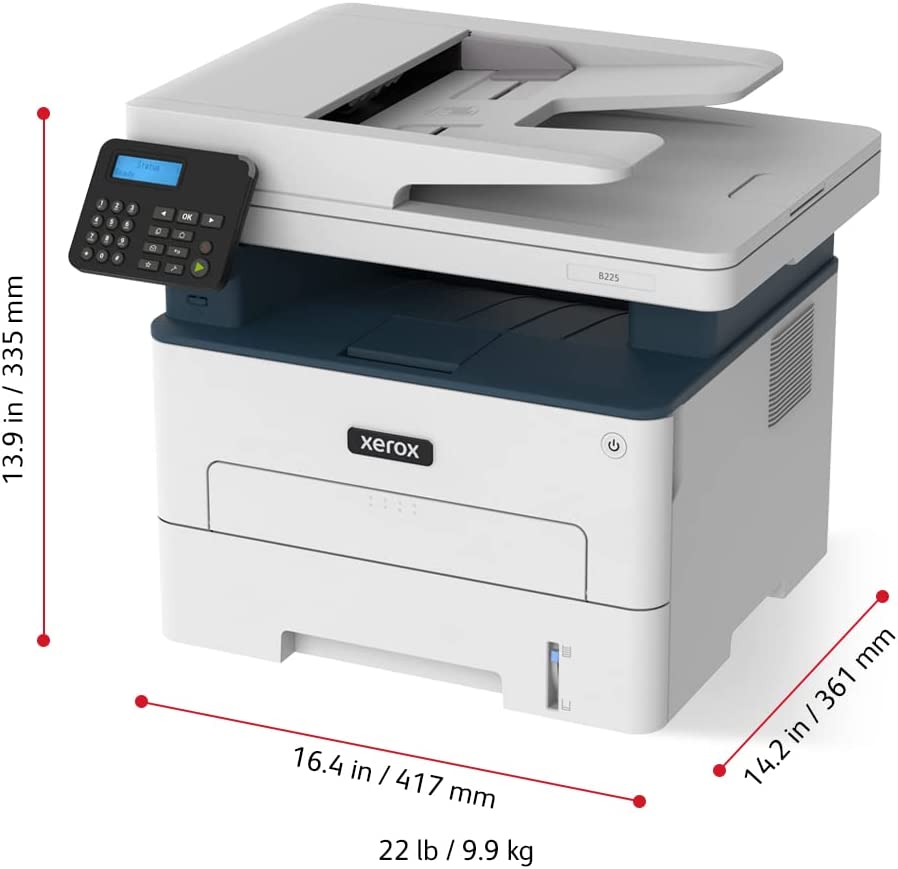 Xerox B225/DNI Multifunction Printer, Print/Scan/Copy, Black and White Laser, Wireless, All in One