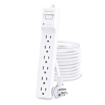 CyberPower B625 Essential Surge Protector, 1500J/125V, 6 Outlets, 15 ft Power Cord, White