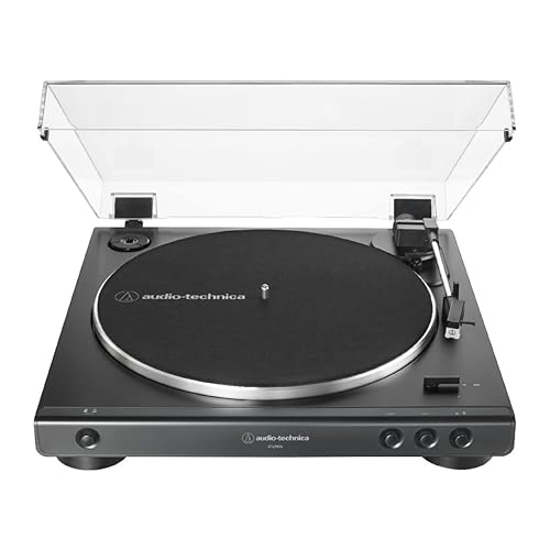 Audio-Technica AT-LP60X-BK Fully Automatic Belt-Drive Stereo Turntable, Black, Hi-Fi, 2 Speed, Dust Cover, Anti-Resonance, Die-Cast Aluminum Platter Black Wired Turntable