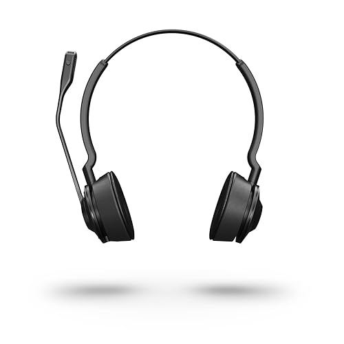 Jabra Engage 55 Stereo Wireless Headset with Link 400 USB-A DECT Adapter – Noise-Cancelling Microphone, Extensive Range, Hearing Protection – Certified for Google Meet and Zoom – Black UC (USB-A) Stereo