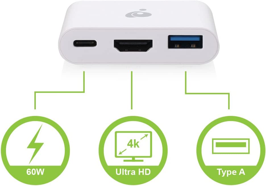 IOGEAR USB-C to HDMI/USB Multiport Adapter, GUC3C3H HDMI/USB-A Power Delivery
