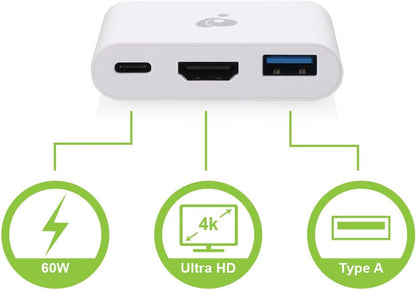 IOGEAR USB-C to HDMI/USB Multiport Adapter, GUC3C3H HDMI/USB-A Power Delivery