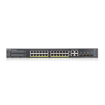 ZyXEL 24-Port Gigabit Ethernet Layer 2 Managed PoE+ Switch with 375 Watt Budget and 4 Gigabit Combo Ports and Hybrid Cloud Mode [GS2220-28HP] 24-Port | PoE+ | 4-Port GbE combo