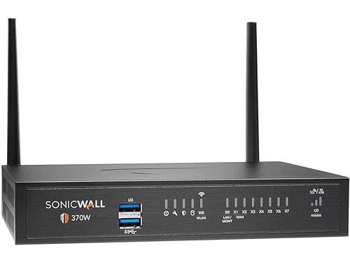 Sonicwall TZ370W Network Security/Firewall Appliance - 8 Port - 10/100/1000Base-T - Gigabit Ethernet - Wireless LAN IEEE 802.11ac - DES, 3DES, MD5, SHA-1, AES (128-bit), AES (192-bit), AES (256-bit),