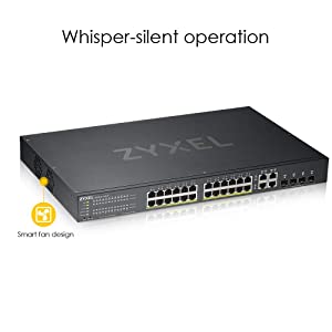 ZyXEL 24-Port Gigabit Ethernet High Powered PoE 375W NebulaFlex Smart Managed Switch | 4X RJ-45/SFP Ports | 802.3at 802.3af | Metal | Limited Lifetime [GS1920-24HPv2] 24-port PoE+ (375W) 4x SFP