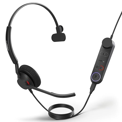 Jabra Engage 50 II Wired Mono Headset with Link Call Control - Noise-Cancelling 3-Mic Technology, Ultra-Lightweight Design and USB-C Cable - MS Teams Certified, Works with All Other Platforms - Black Mono w/ Link MS Teams (USB-C)