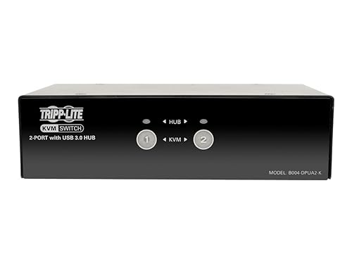 Tripp Lite 2-Port DisplayPort KVM Switch with Audio, Cables and USB 3.0 Hub (B004-DPUA2-K), Black