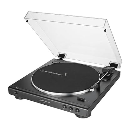 Audio-Technica AT-LP60X-BK Fully Automatic Belt-Drive Stereo Turntable, Black, Hi-Fi, 2 Speed, Dust Cover, Anti-Resonance, Die-Cast Aluminum Platter Black Wired Turntable