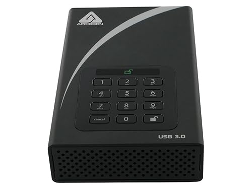 Apricorn Aegis Padlock 4 TB DT 256-bit Encryption USB 3 Hard Drive (ADT-3PL256-4000), Black 4TB