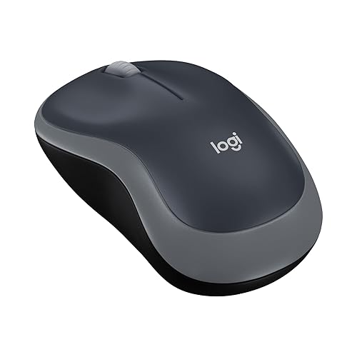 Logitech M185 Wireless Mouse, 2.4GHz with USB Mini Receiver, 12-Month Battery Life, 1000 DPI Optical Tracking, Ambidextrous, Compatible with PC, Mac, Laptop - Swift Gray USB Receiver Swift Grey