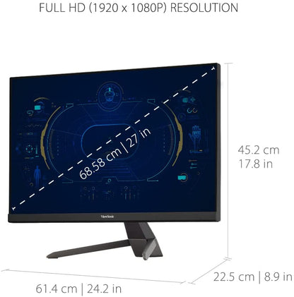 ViewSonic VX2767-MHD 27 Inch 1080p Gaming Monitor with 75Hz, 1ms, Ultra-Thin Bezels, FreeSync, Eye Care, HDMI, VGA, and DP 27-Inch 1ms