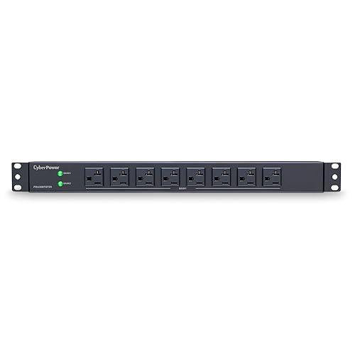CyberPower PDU30BT8F8R Basic PDU, 100 – 125V/30A (Derated to 24A), 16 Outlets, 12 Foot Power Cord, 1U Rackmount