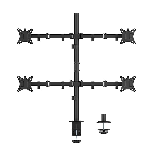 Monitor Desk Mount - Black - Articulating/Full-Motion Desktop Mount for Four Mon