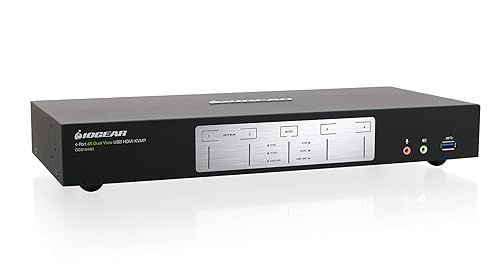 IOGEAR 4-Port 4K Dual View KVMP Switch with HDMI Connection, USB 3.0 Hub and Audio (TAA) GCS1944H