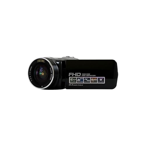 HamiltonBuhl HDV17BK ActionPro FHD Digital Video Camera 24MP, 2.7-Inch TFT-LCD Screen with 270 Angle Rotation, 18x Digital Zoom (Black)